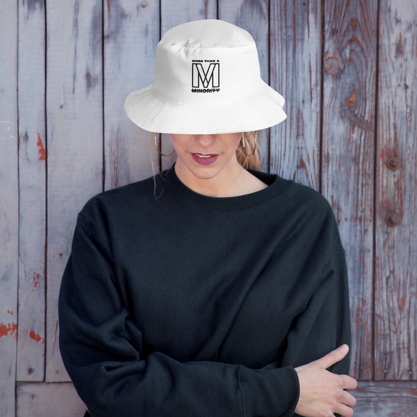 MTAM - More Than A Minority Embroidered Logo Bucket Hat - Black Text, 100% Cotton Twill, Breathable Sewn Eyelets