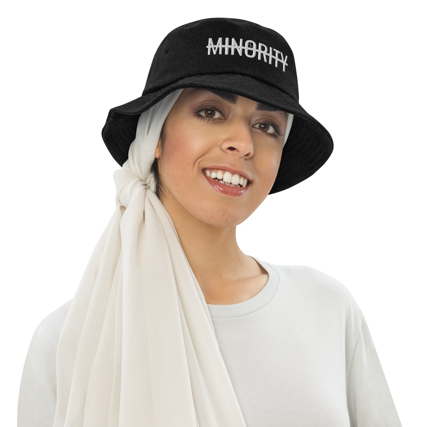 MTAM - Not A Minority Denim Embroidered Bucket Hat - Trendy, Comfortable, Versatile, Unisex, Streetwear, Casual, Sporty