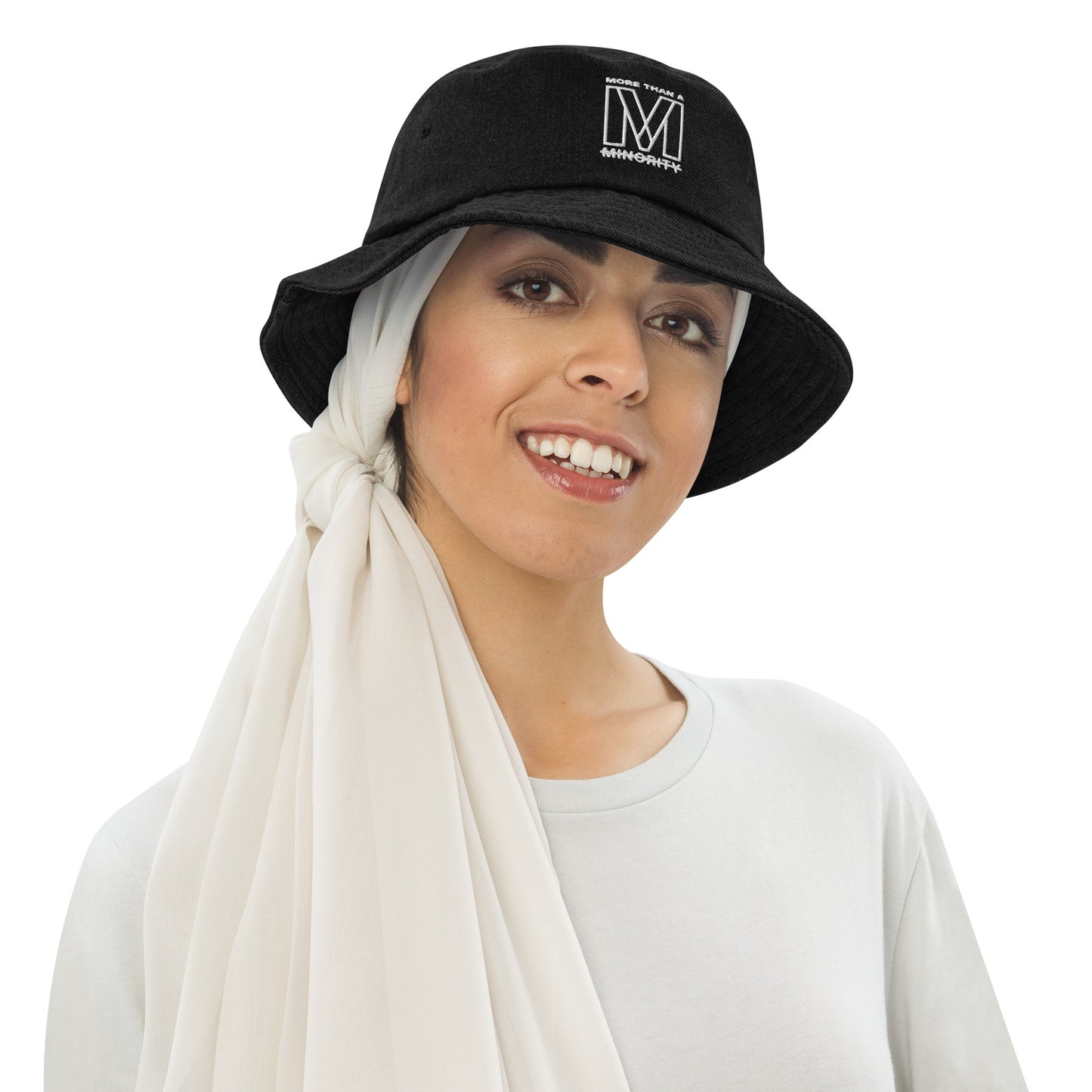 MTAM - Logo Embroidered Denim Bucket Hat | 100% Cotton | One Size Fits Most | Trendy & Versatile