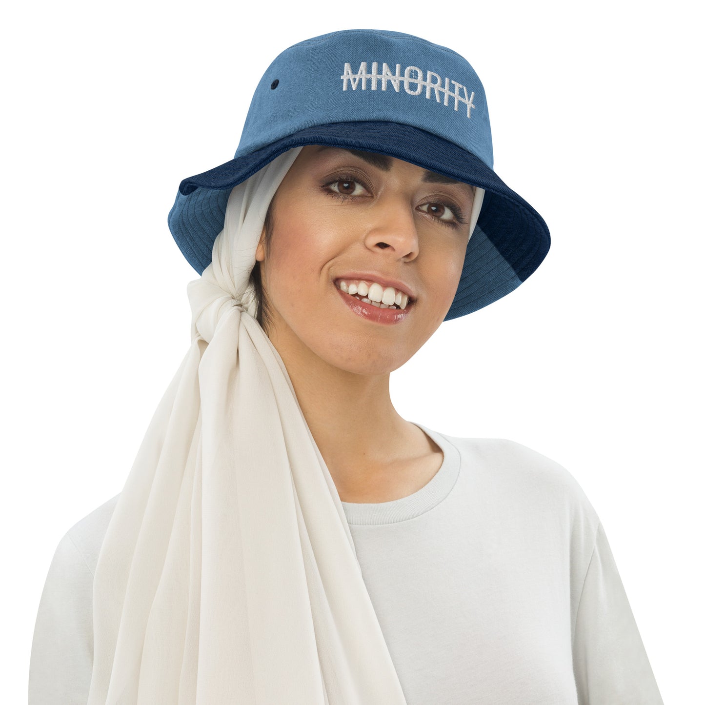 MTAM - Not A Minority Denim Embroidered Bucket Hat - Trendy, Comfortable, Versatile, Unisex, Streetwear, Casual, Sporty