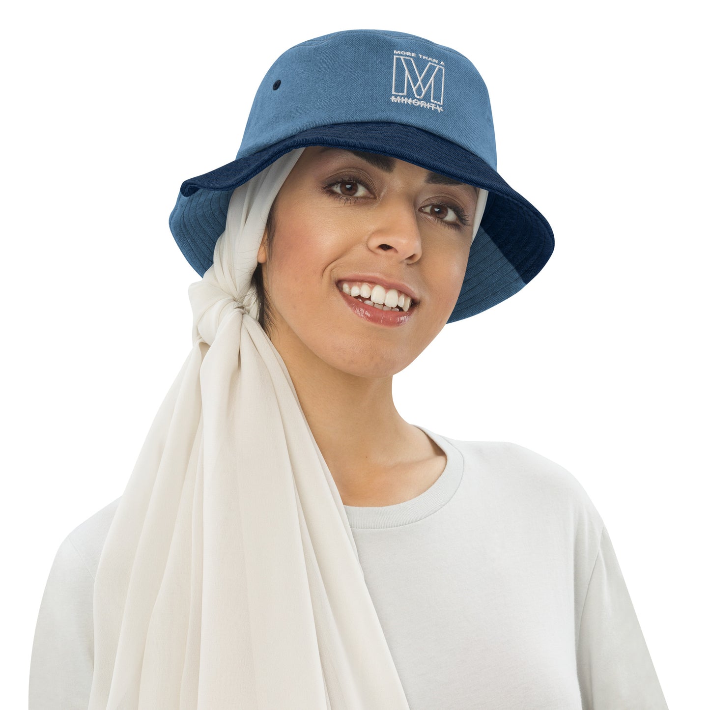 MTAM - Logo Embroidered Denim Bucket Hat | 100% Cotton | One Size Fits Most | Trendy & Versatile