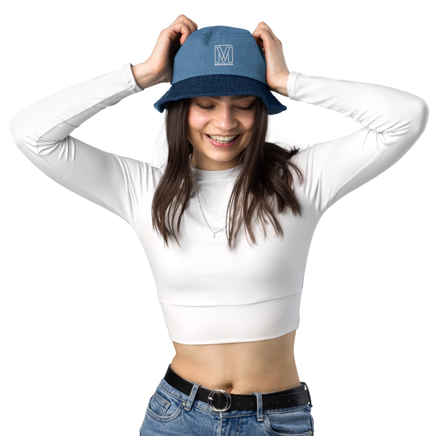 MTAM - Logo Embroidered Denim Bucket Hat | 100% Cotton | One Size Fits Most | Trendy & Versatile