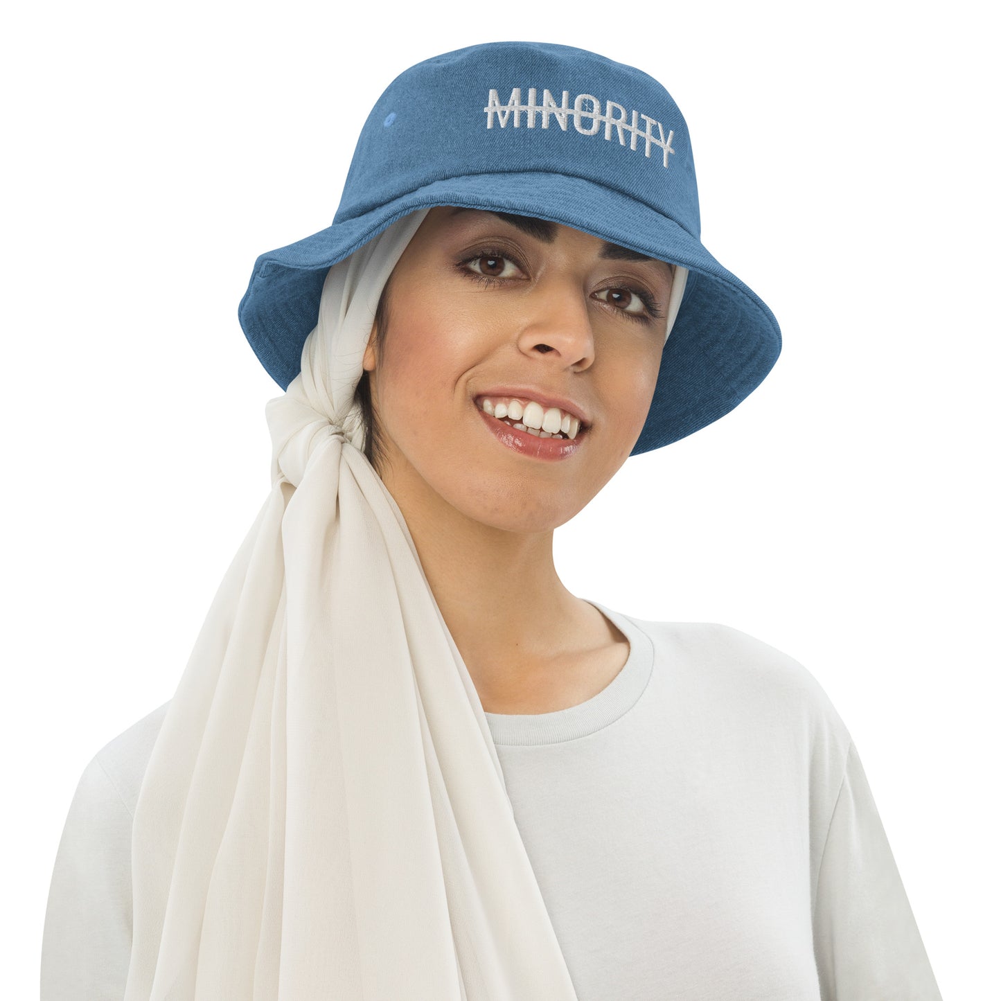 MTAM - Not A Minority Denim Embroidered Bucket Hat - Trendy, Comfortable, Versatile, Unisex, Streetwear, Casual, Sporty