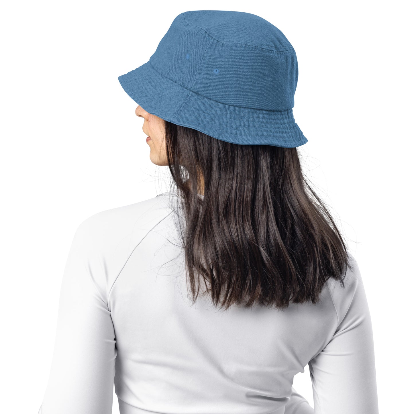 MTAM - Logo Embroidered Denim Bucket Hat | 100% Cotton | One Size Fits Most | Trendy & Versatile