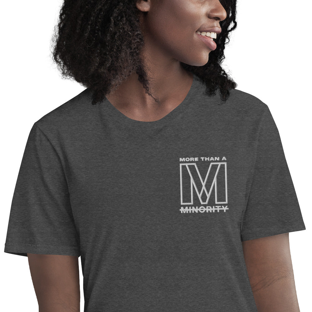 MTAM - More Than A Minority Embroidered Logo +  Warning: Valuable Handle With Care Tee - Multiple Color, 100% Cotton, Multiple Colors, Trendy Unisex Streetwear T-Shirt