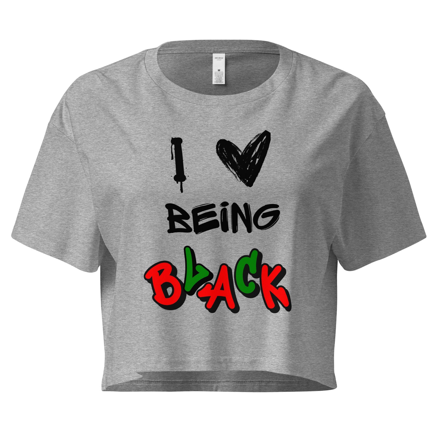 MTAM - I Love Being Black Crop Top - 100% Combed Cotton, Relaxed Fit, Cropped Length