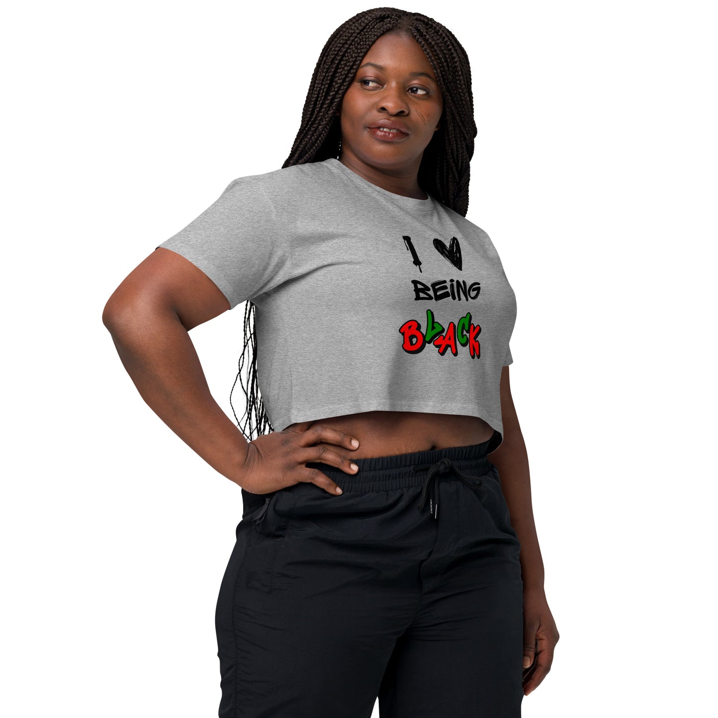 MTAM - I Love Being Black Crop Top - 100% Combed Cotton, Relaxed Fit, Cropped Length