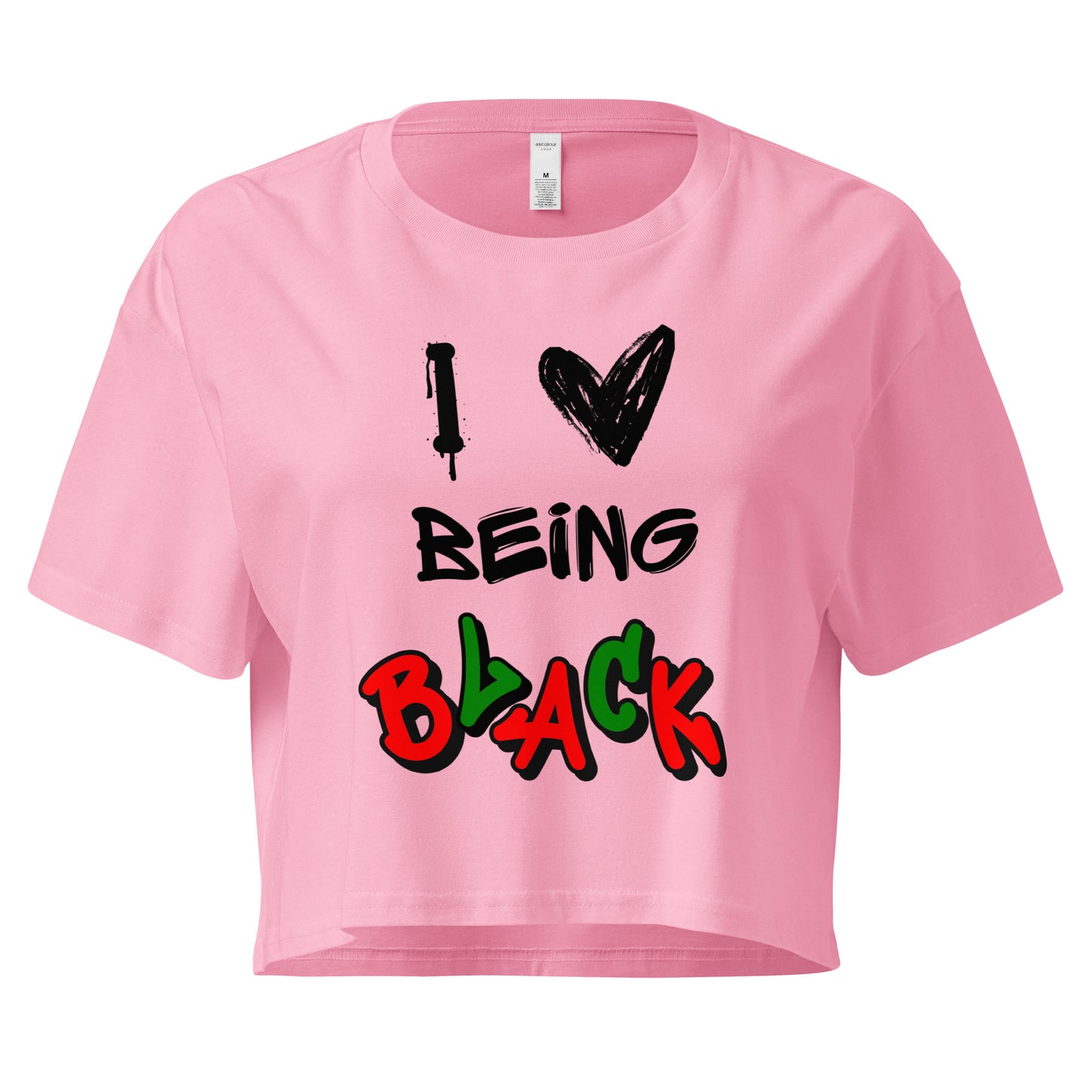 MTAM - I Love Being Black Crop Top - 100% Combed Cotton, Relaxed Fit, Cropped Length