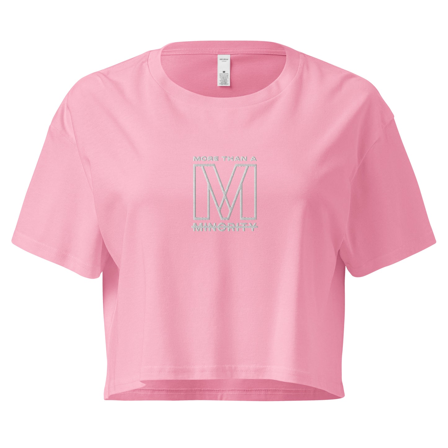 MTAM - Soft Cotton MTM Crop Top Embroidered Relaxed Fit, Durable 100% Combed Cotton, Cropped Length