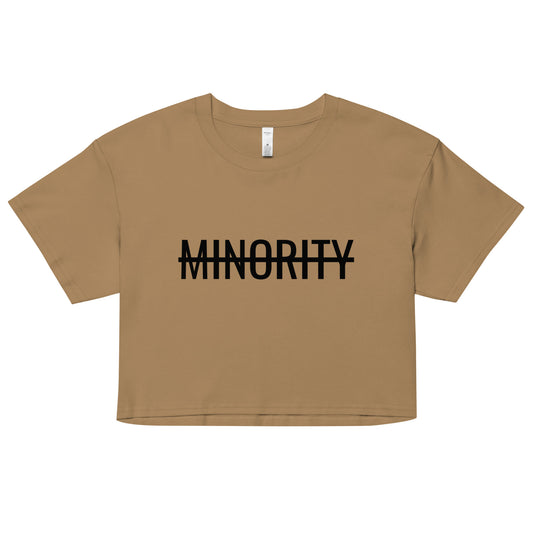 MTAM - Not A Minority Top Soft Cotton Crop Top, Relaxed Fit, Durable 100% Combed Cotton, Cropped Length | Black Text