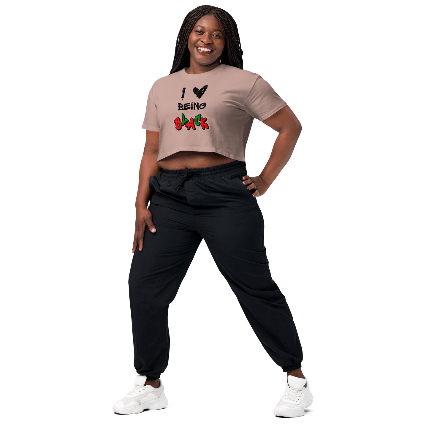 MTAM - I Love Being Black Crop Top - 100% Combed Cotton, Relaxed Fit, Cropped Length