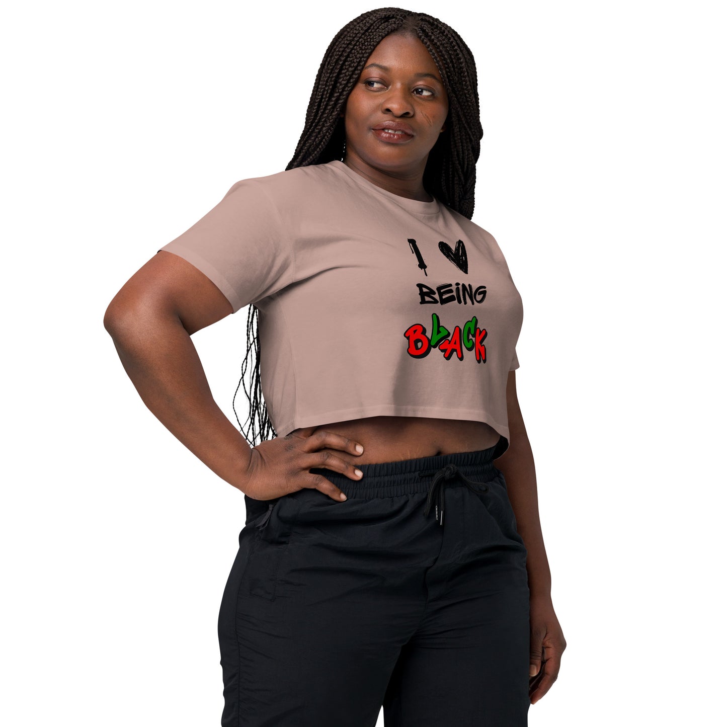 MTAM - I Love Being Black Crop Top - 100% Combed Cotton, Relaxed Fit, Cropped Length