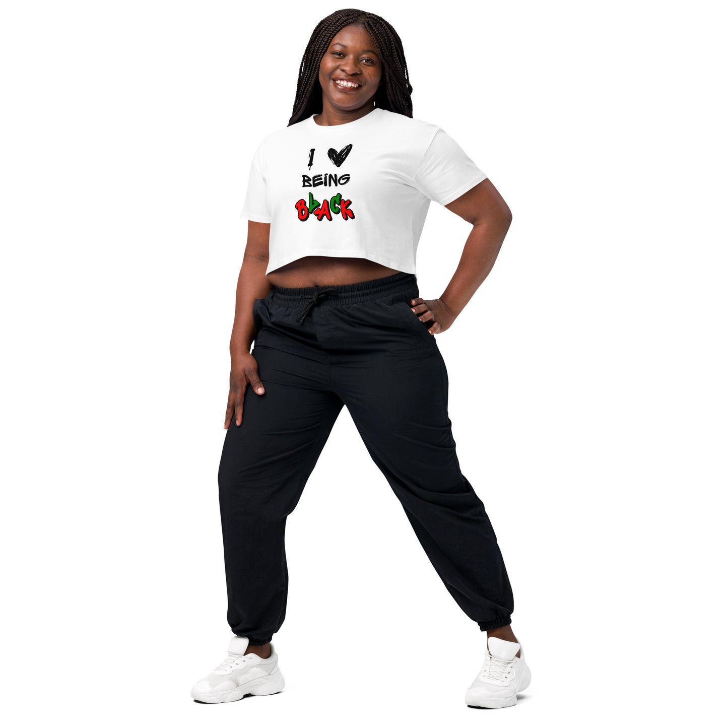 MTAM - I Love Being Black Crop Top - 100% Combed Cotton, Relaxed Fit, Cropped Length